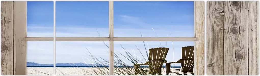 Obraz - Okno z widokiem na plażę (170x50 cm)