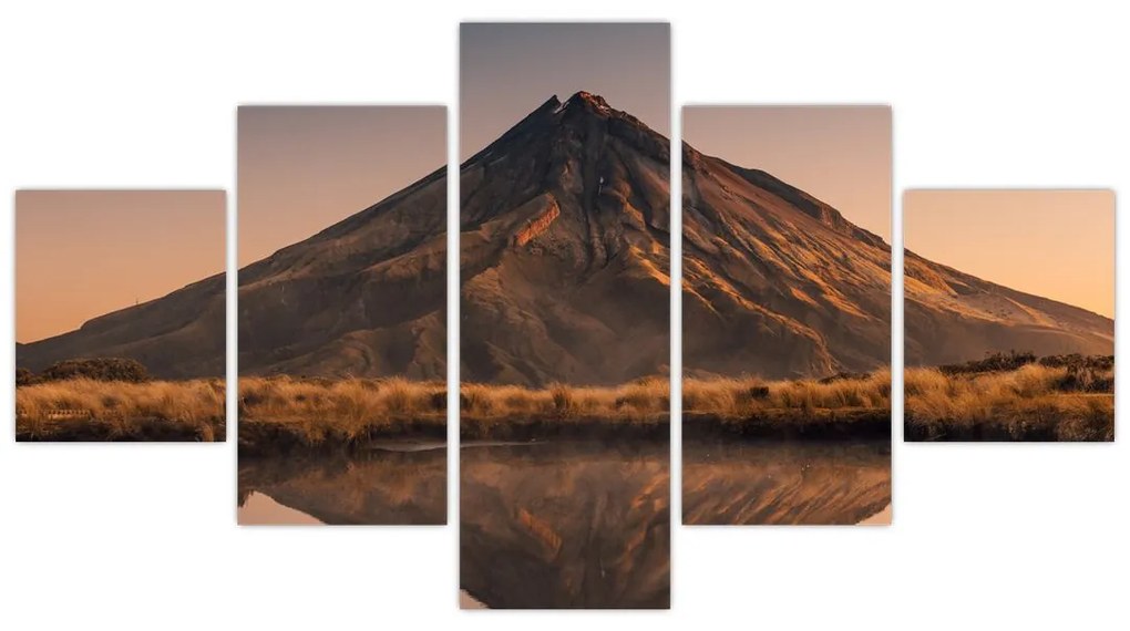 Obraz odbicia góry Taranaki, Nowa Zelandia (125x70 cm)
