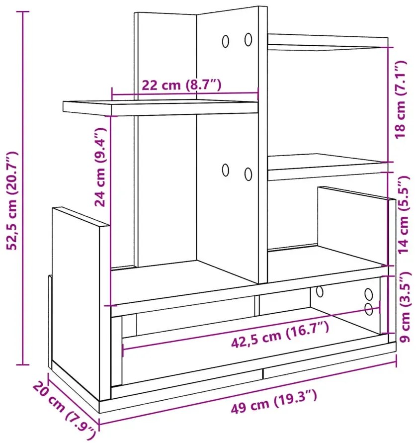 Nadstawka na biurko brązowy dąb x H5-K24