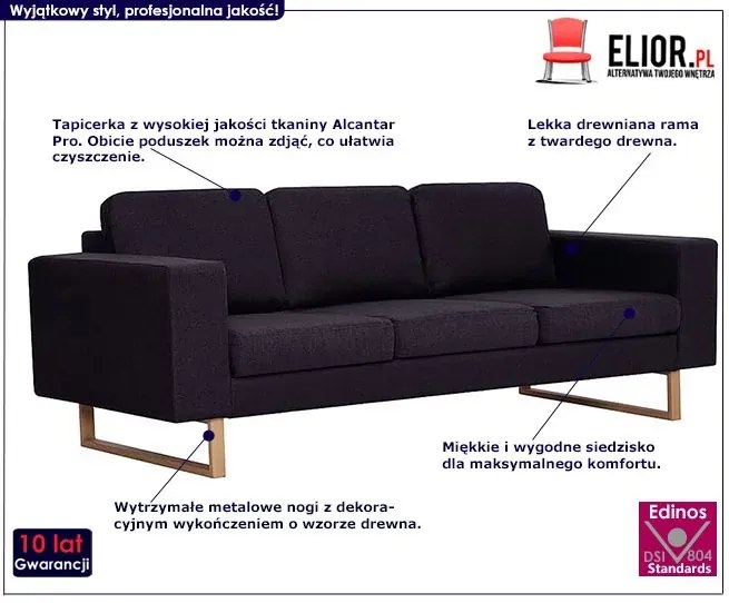 Elegancka trzyosobowa sofa czarna M8-T07
