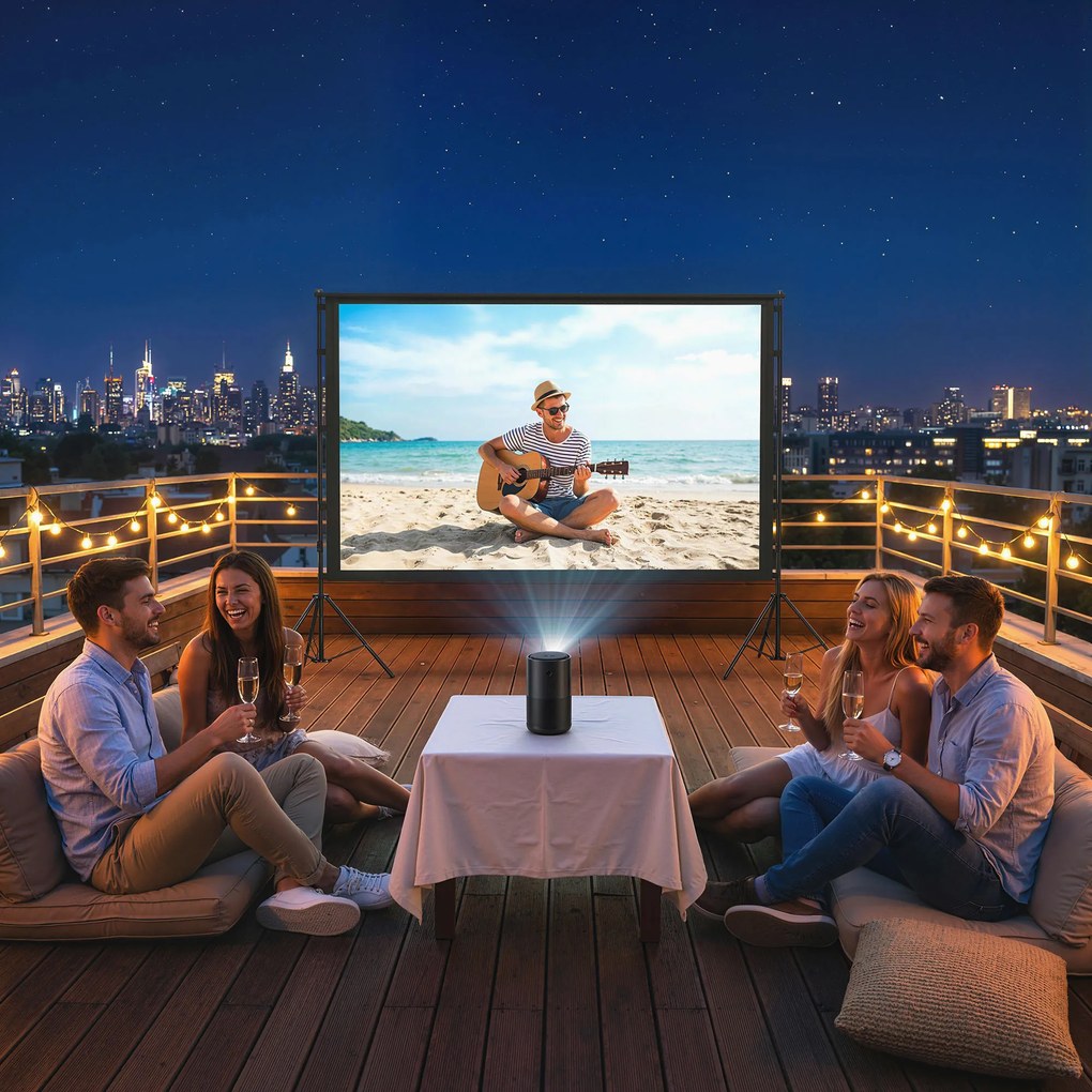 HOMCOM 254 cm 16:9 HD 4K/8K ekran projekcyjny ze statywem, przenośny dwustronny ekran ze składanymi statywami, biały | Aosom PL