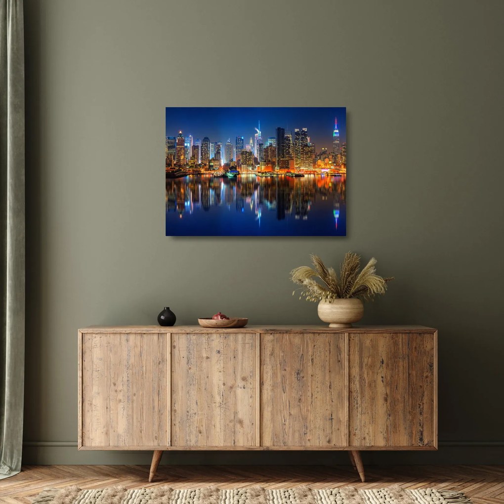 Obraz na szkle - Manhattan w nocy (70x50 cm)