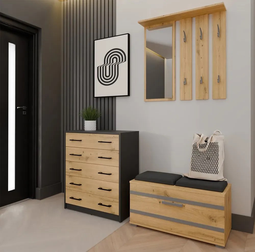 Szafka na buty antracyt + dąb artisan K7-D83