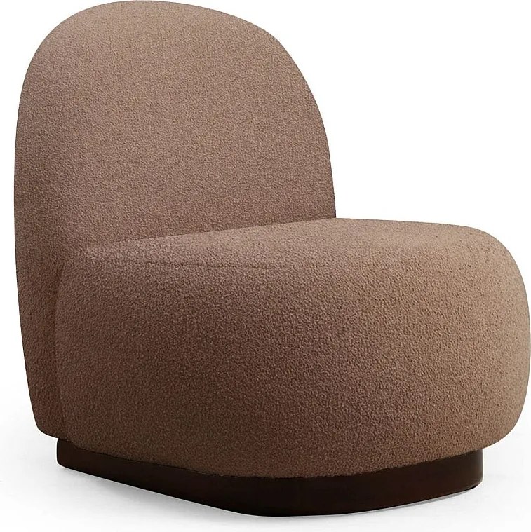 Elegancki fotel, kolor cappuccino, 74 x 85 x 75 cm | Stelaż z drewna bukowego i płyty wiórowej, 100% poliester, nogi z orzecha włoskiego | Idealny do dekoracji