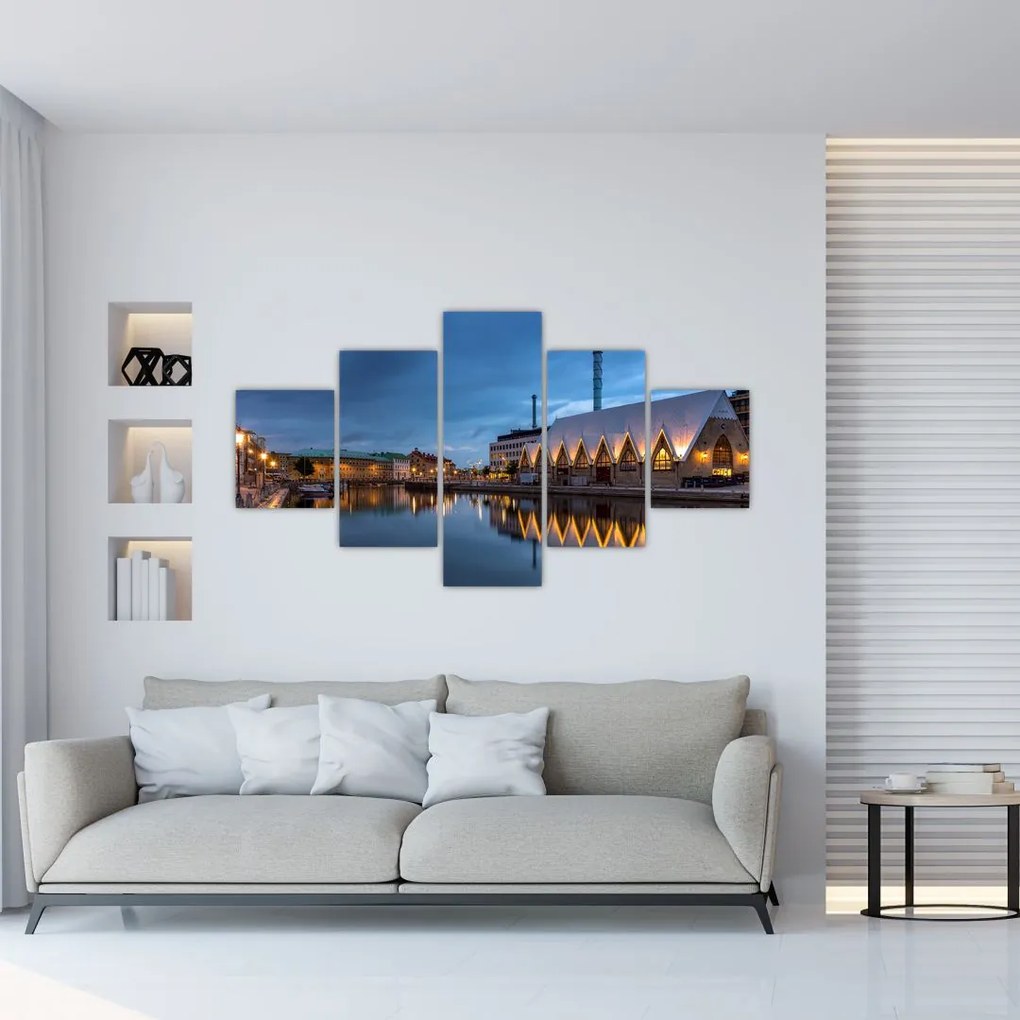 Obraz kanału wodnego - Göteborg (125x70 cm)