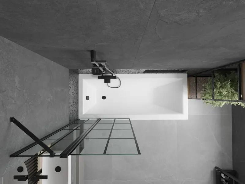 Mexen Flip parawan nawannowy 2-skrzydłowy 80 x 150 cm, czarna kratka, czarny - 894-080-101-70-77