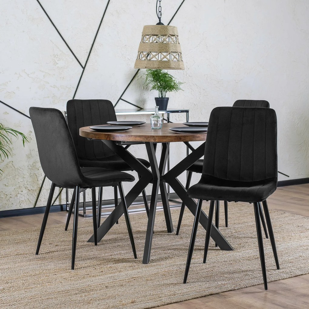 Stół Okrągły Rozkładany LUKAS 100-250 cm Dąb Rustykalny Nowoczesny Loft