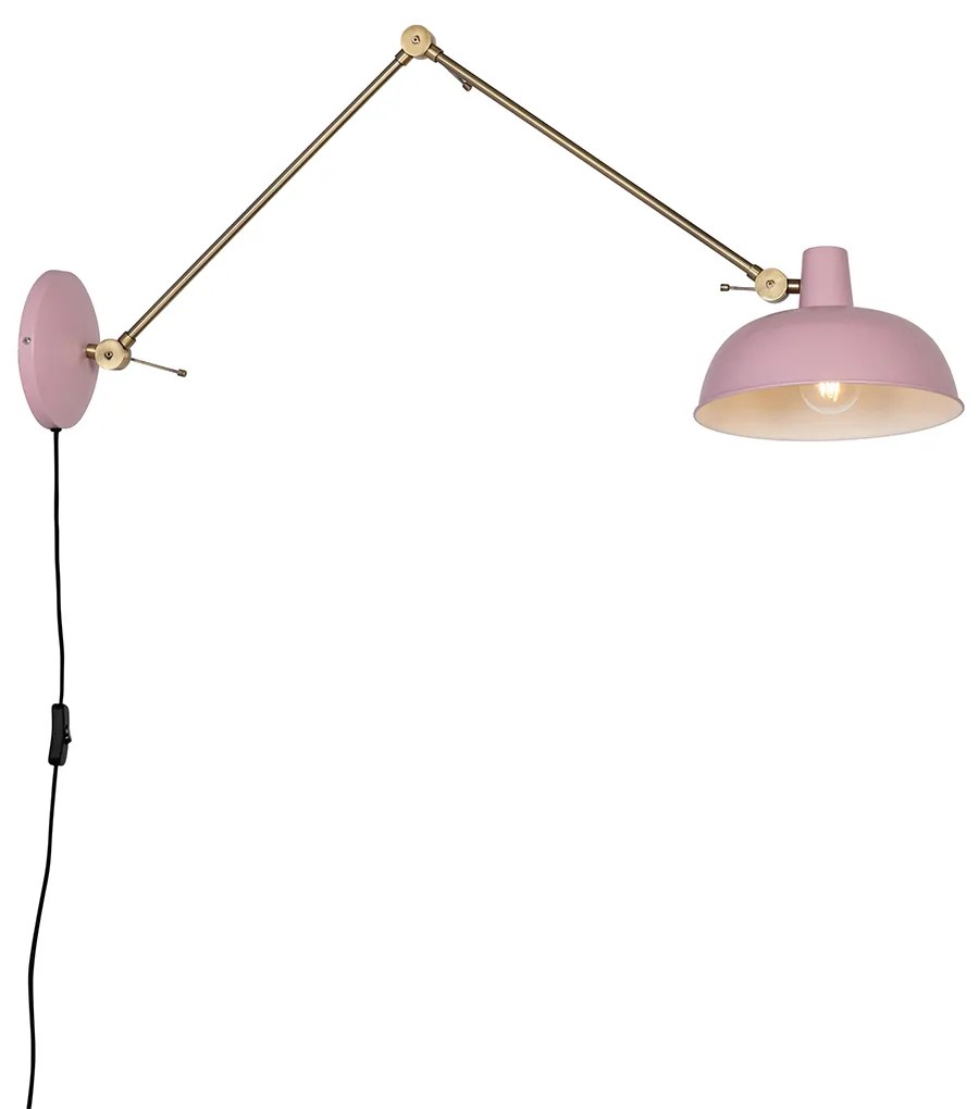 Retro Lampa ścienna różowa z brązem - Milou