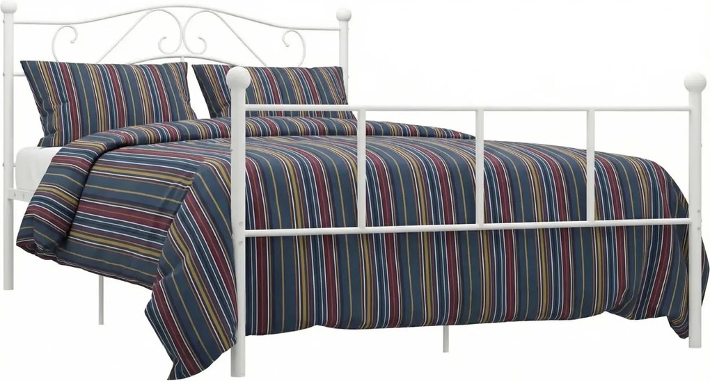 Białe metalowe łózko małżeńskie 180x200 cm N5-B70