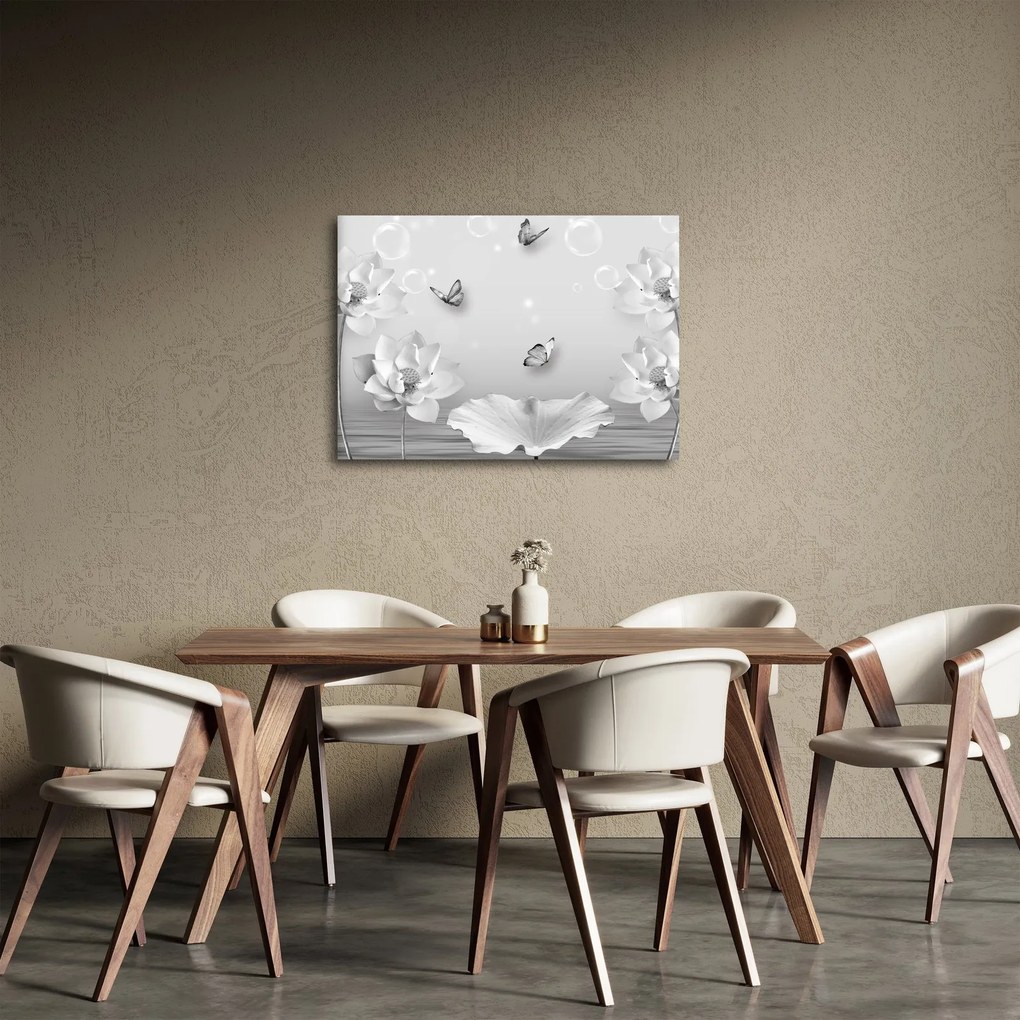 Obraz - Kwiatowy wzór z motylkami (70x50 cm)