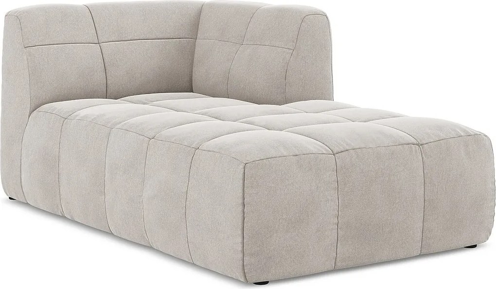 Szezlong prawostronny - z tkaniny welwetowej - jasny beż - ALOHA