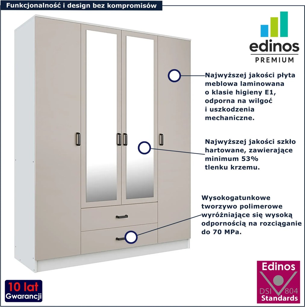 Skandynawska szafa uchylna z lustrem biały + kaszmir G8-E84