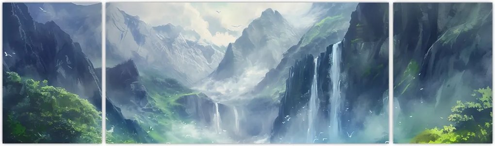 Obraz - Dolina wodospadów (170x50 cm)