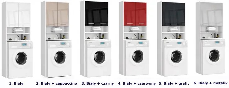 Nowoczesna szafka łazienkowa nad pralkę biały + cappuccino N0-T56