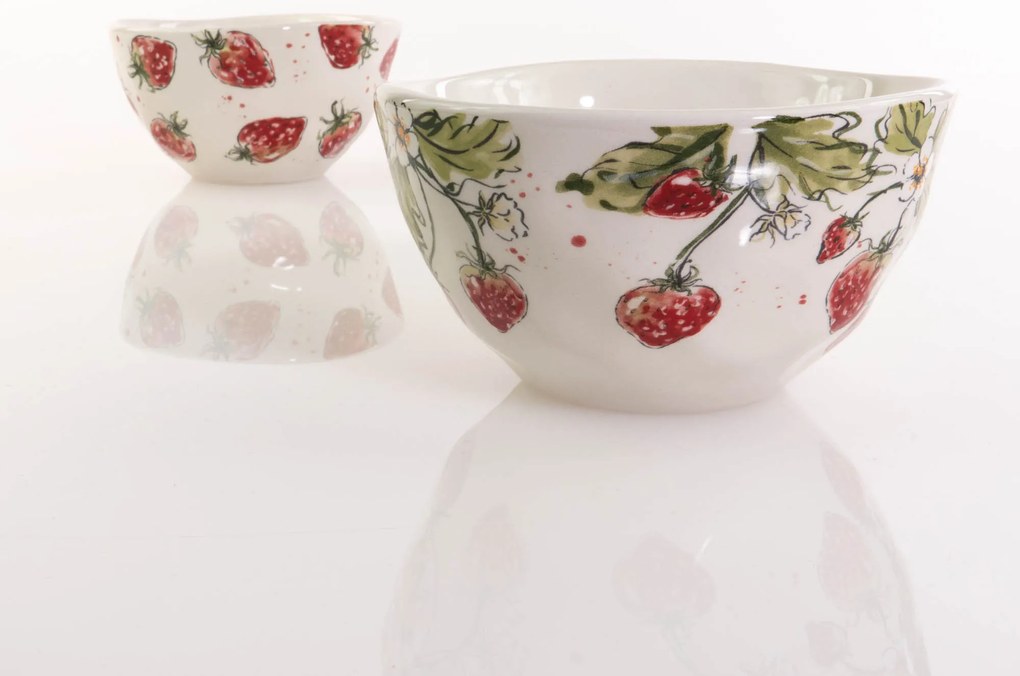 Miska ceramiczna do zupy STRAWBERRY, wzór truskawek, 540 ml