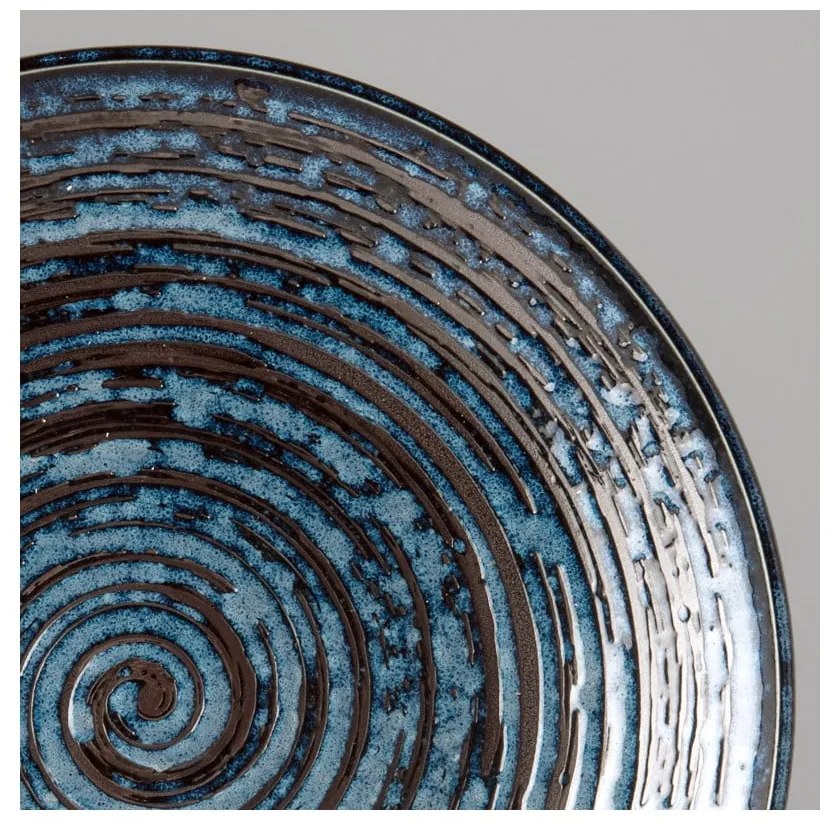 Niebieski talerz ceramiczny MIJ Copper Swirl, ø 25 cm