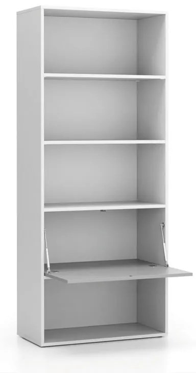 Regał biurowy wysoki LAYERS, 1 schowek, 800 x 400 x 1905, biały/szary
