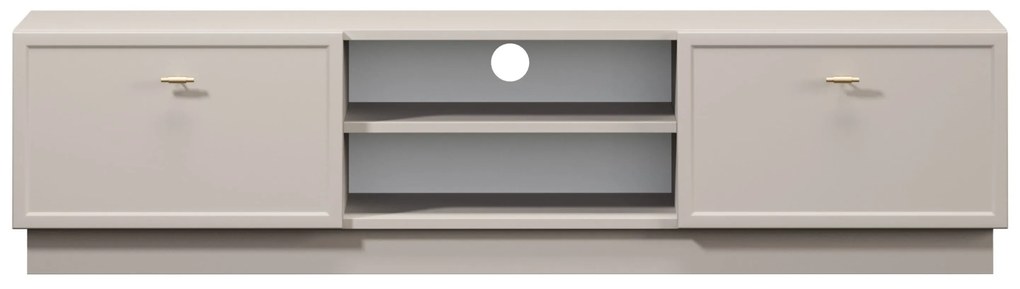 Szafka RTV Lorini 150 cm z szufladami - kaszmir / złote uchwyty T-bar