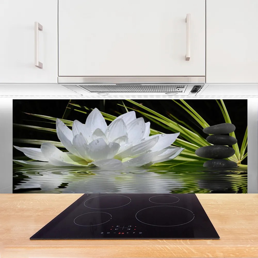 Panel Szklany do Kuchni Harmonijne Lilie na Stawie