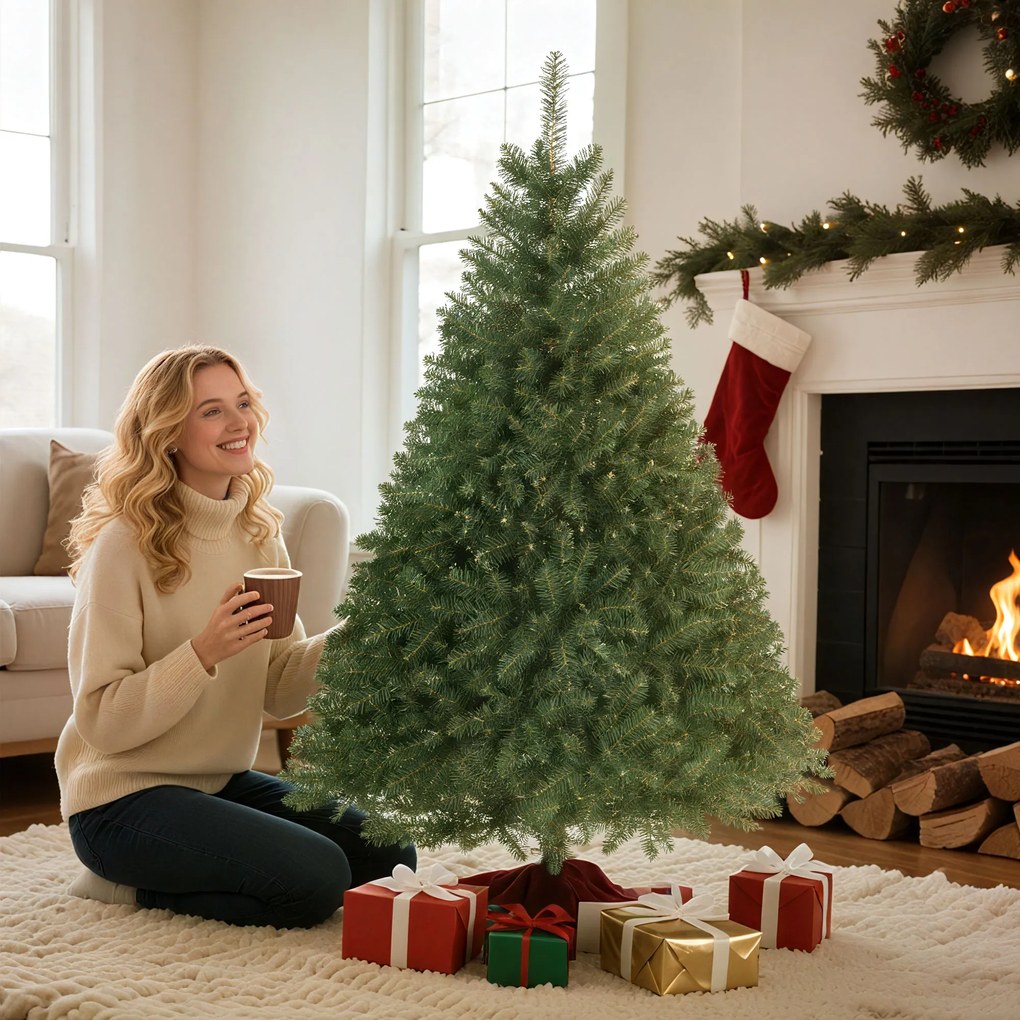 HOMCOM Sztuczna Choinka 150 cm ze składanymi gałęziami, metalowy stojak, wszechstronny, Zielony | Aosom PL