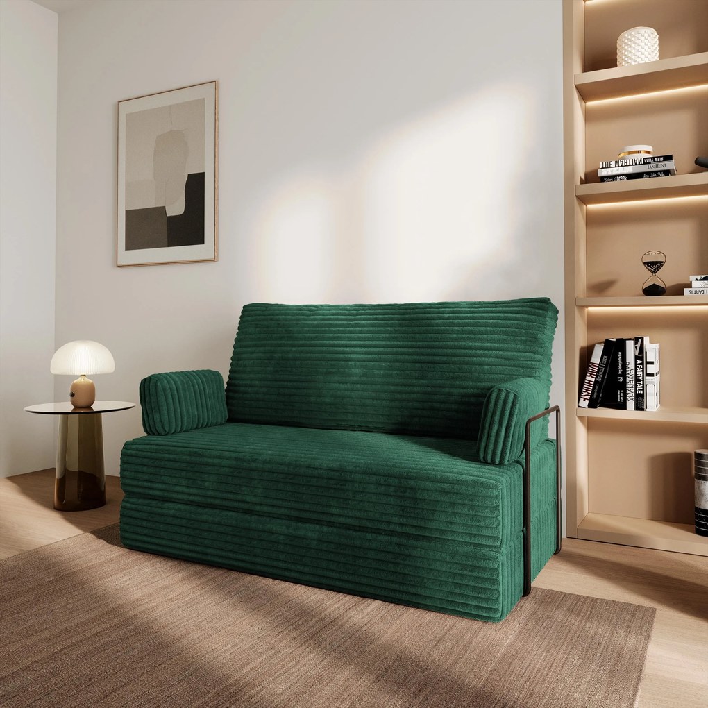 Masseno Sofa piankowa LADIA z funkcją spania - Butelkowa zieleń - TILIA 39 / Ze stelażem