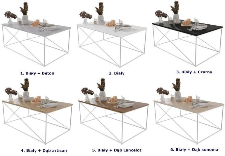 Nowoczesny stolik kawowy biały + dąb sonoma - Sekros 5X