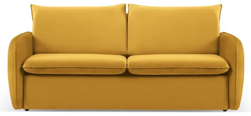 Musztardowa aksamitna rozkładana sofa 194 cm Vienna – Cosmopolitan Design