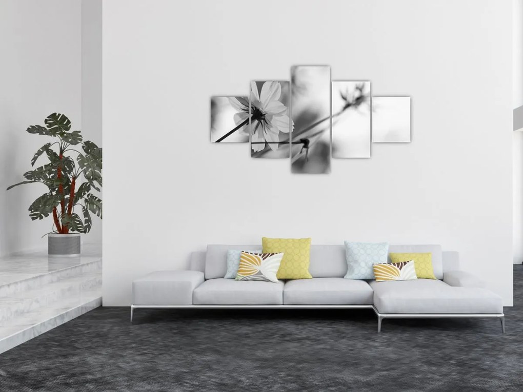Obraz - Czarno - białe kwiaty (125x70 cm)