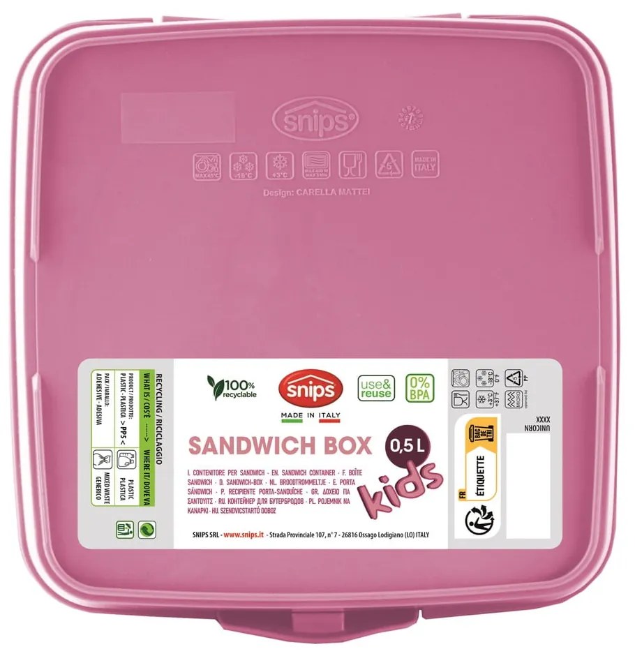 Różowy pojemnik śniadaniowy dla dzieci Unicorn – Snips