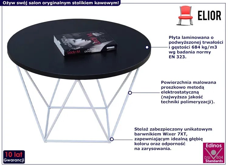Minimalistyczny stolik kawowy z białym stelażem - Tympa 5X