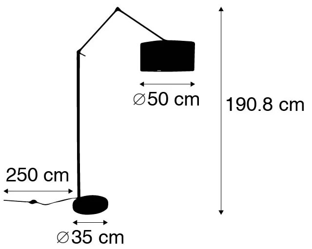 Nowoczesna lampa podłogowa czarna z pomarańczowym kloszem 50 cm - Editor Nowoczesny Oswietlenie wewnetrzne