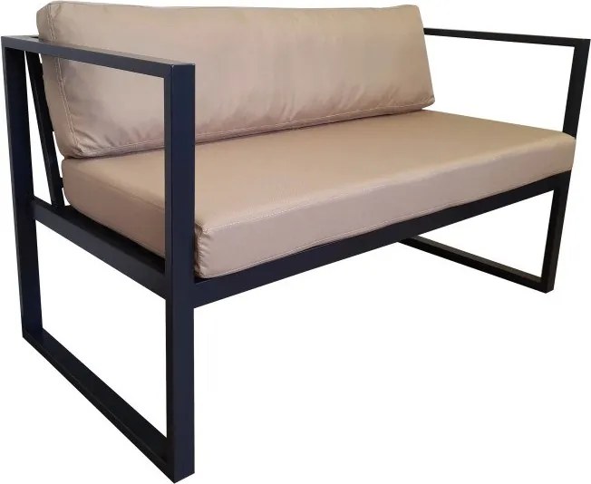 Zestaw mebli ogrodowych sofa + 2 fotele + stolik : Kolor Stelaża - Szary, Kolor tkaniny - Oxford Beż, Typ tkaniny - Oxford