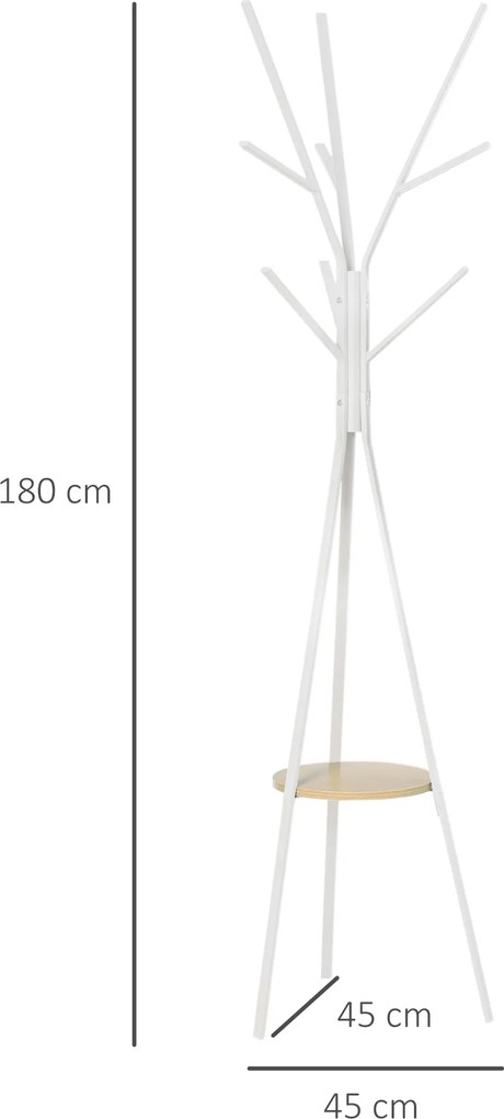 HOMCOM Stojak na Ubrania Metalowy Biały 45x45x180cm Wieszak do Garderoby Przedpokoju | Aosom PL