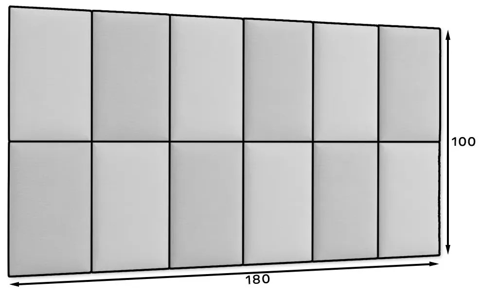 Zestaw 12 paneli tapicerowanych QUADRATTA 180x100 morski/jasnoszary ELTAP