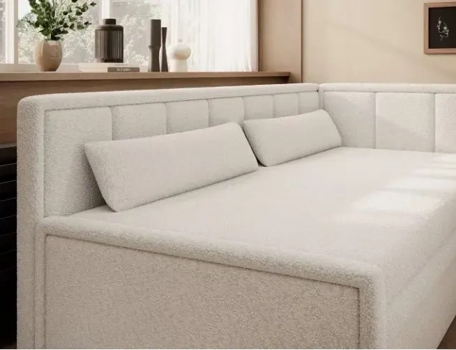 Sofa rozkładana z funkcją spania FULGEO kremowa prawa ELTAP
