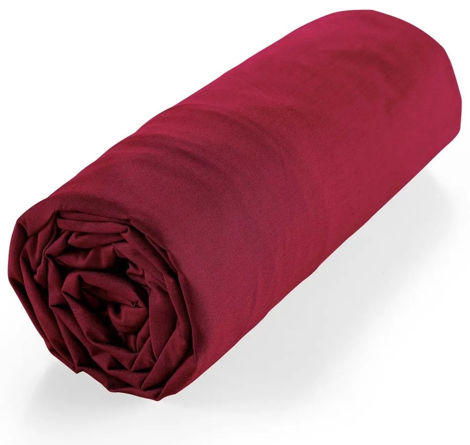 Czerwone prześcieradło z bawełny organicznej z gumką 180x200 cm Biolina – douceur d'intérieur