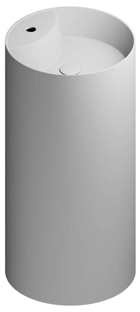 Umywalka z konglomeratu wolnostojąca okrągła szara matowa 87 x 44 cm KALMI GREY MATT z otworem na baterię : Podłączenie syfonu - Do podłogi