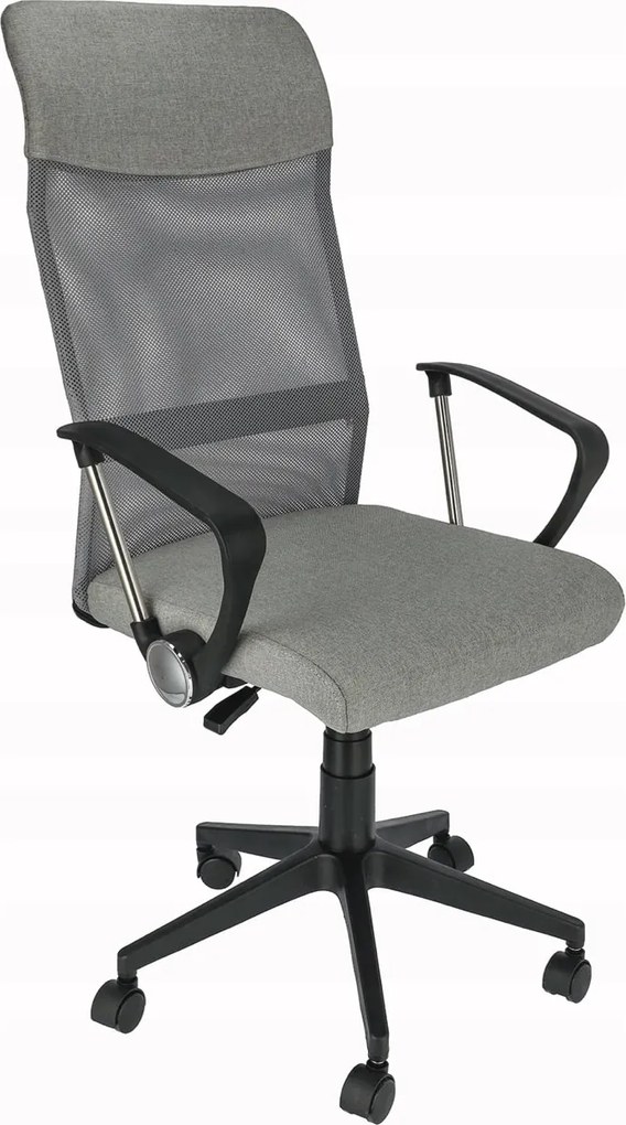 Fotel biurowy z siatkowym oparciem Vega, kolor szary