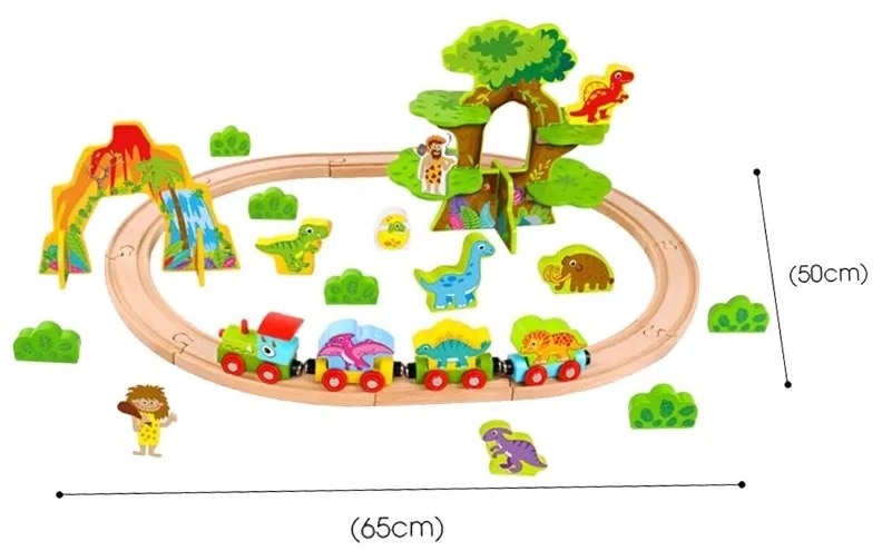 Tooky toy drewniana magnetyczna kolejka dinozaury + figurki