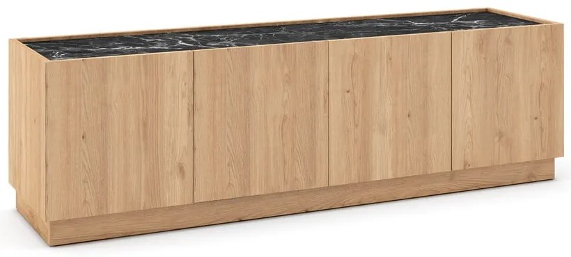 Czarno-naturalna szafka pod TV w dekorze dębu 160x48 cm Dione – Marckeric
