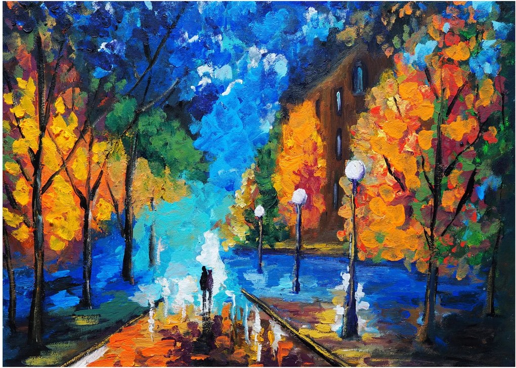 Obraz na szkle - Kochankowie, Pointillismus (70x50 cm)