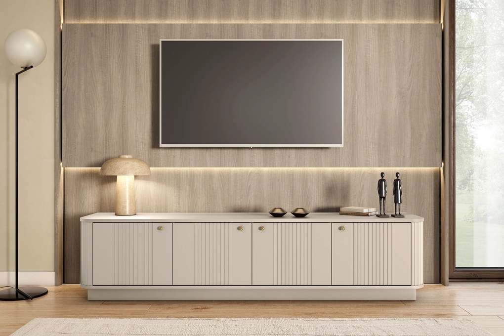 Szafka RTV Vesper 4D 187 cm - kaszmir / złote uchwyty