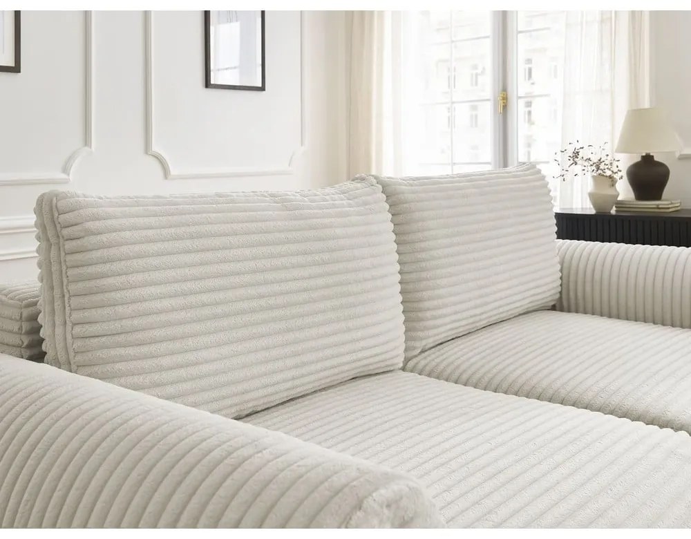 Kremowa sztruksowa rozkładana sofa 257 cm Lucien – Bobochic Paris