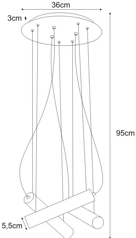 Czarna nowoczesna lampa wisząca tuby nad stół - 8X A737 P1-A42