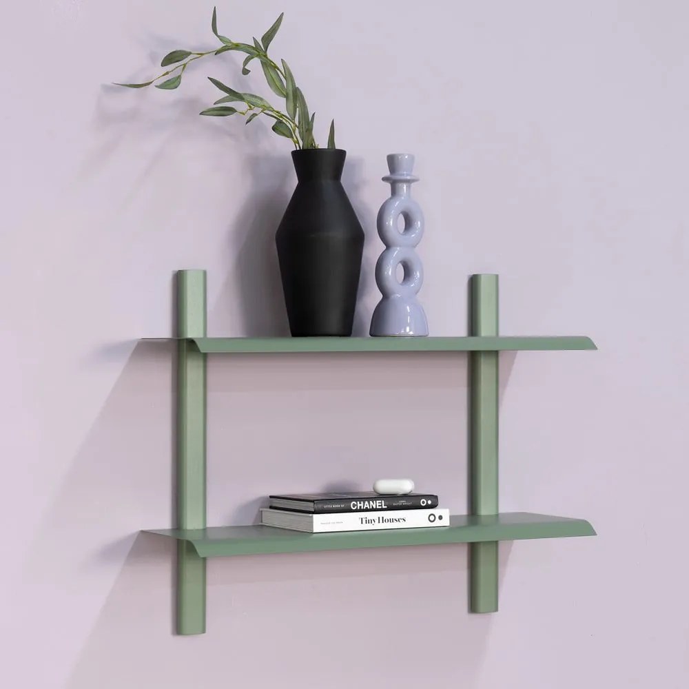 Zielonoszara wielopoziomowa metalowa półka 60 cm Hola – Spinder Design