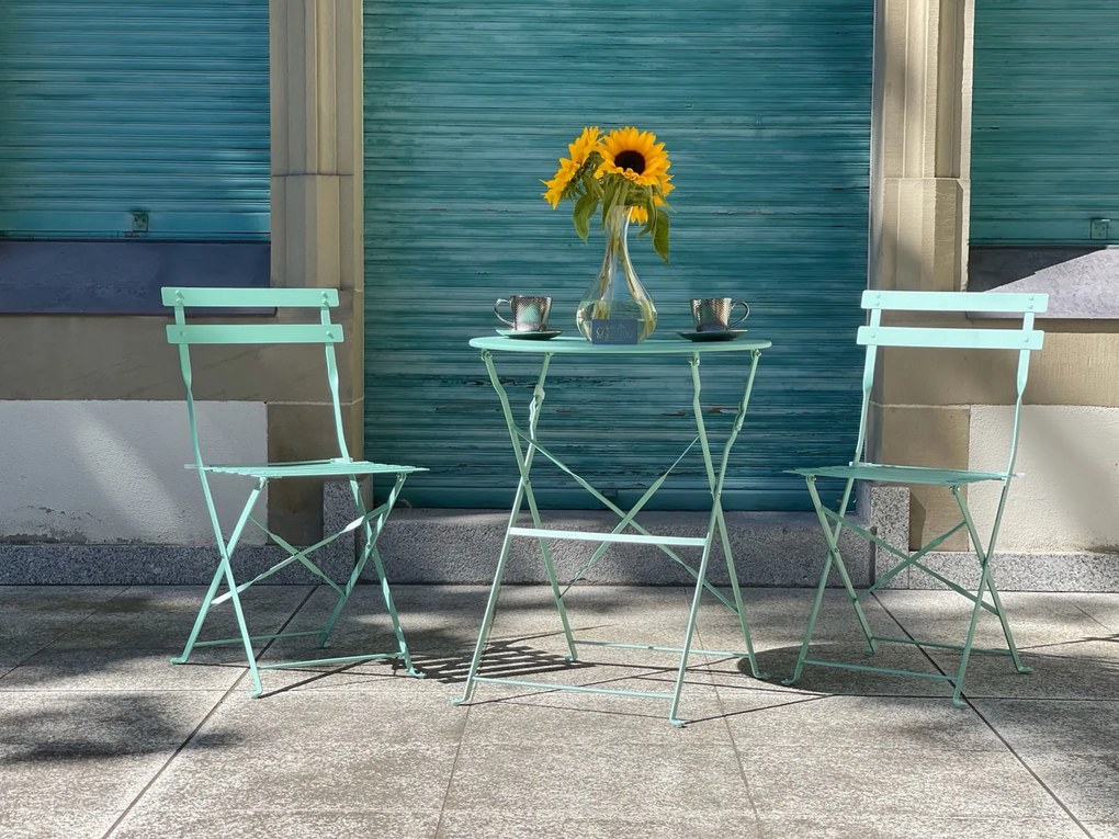 Składane krzesło restauracyjne zewnętrzne Semplici, miętowe