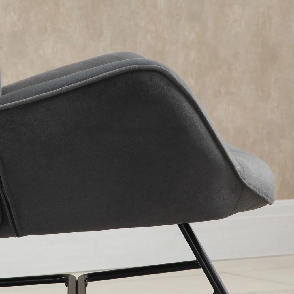 Nowoczesny Fotel Bujany HOMCOM z Miękkim Siedziskiem - Ciemnoszary+Natura