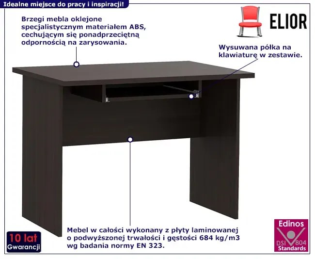 Biurko komputerowe do pracy 100 cm wenge - Madris