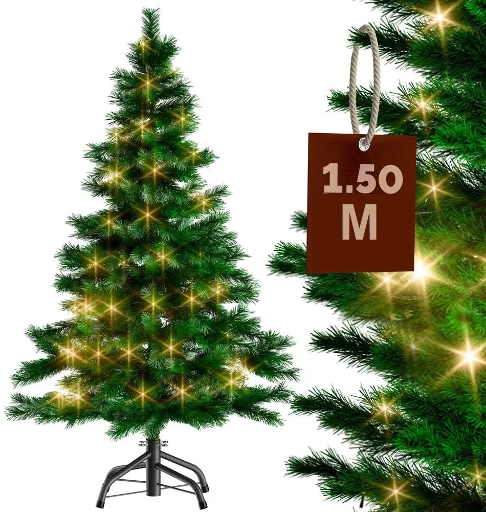 Sztuczna choinka RUDOLPH z lampkami, 150 cm, zielona Casaria