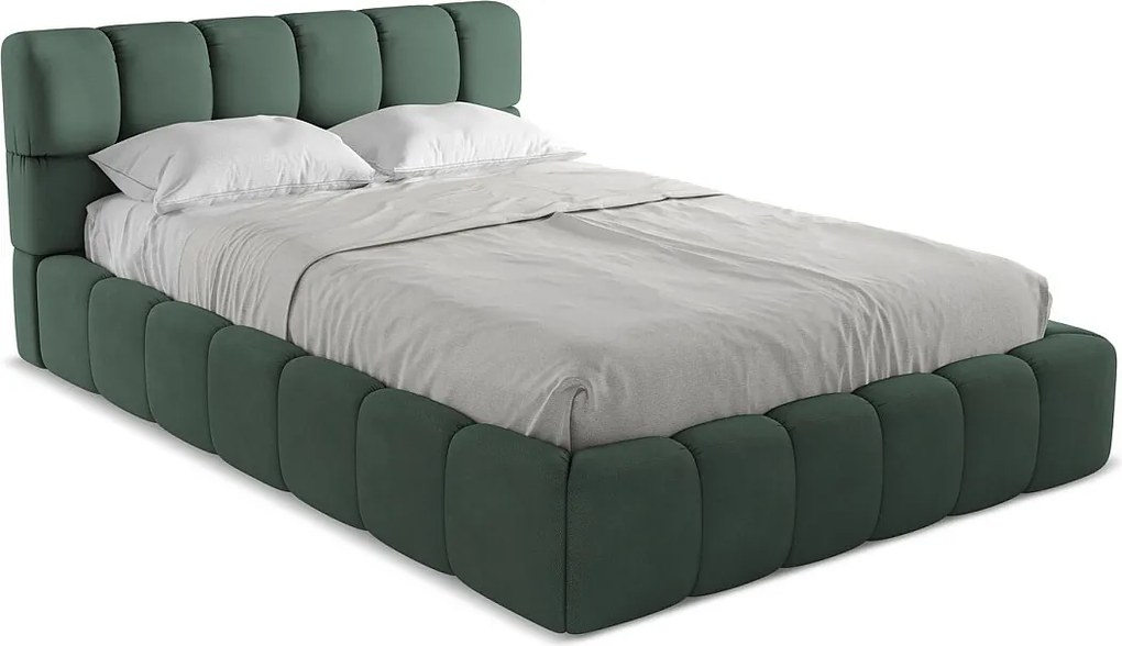Łóżko 160 x 228 - z tkaniny szenilowej - zielony - NALU